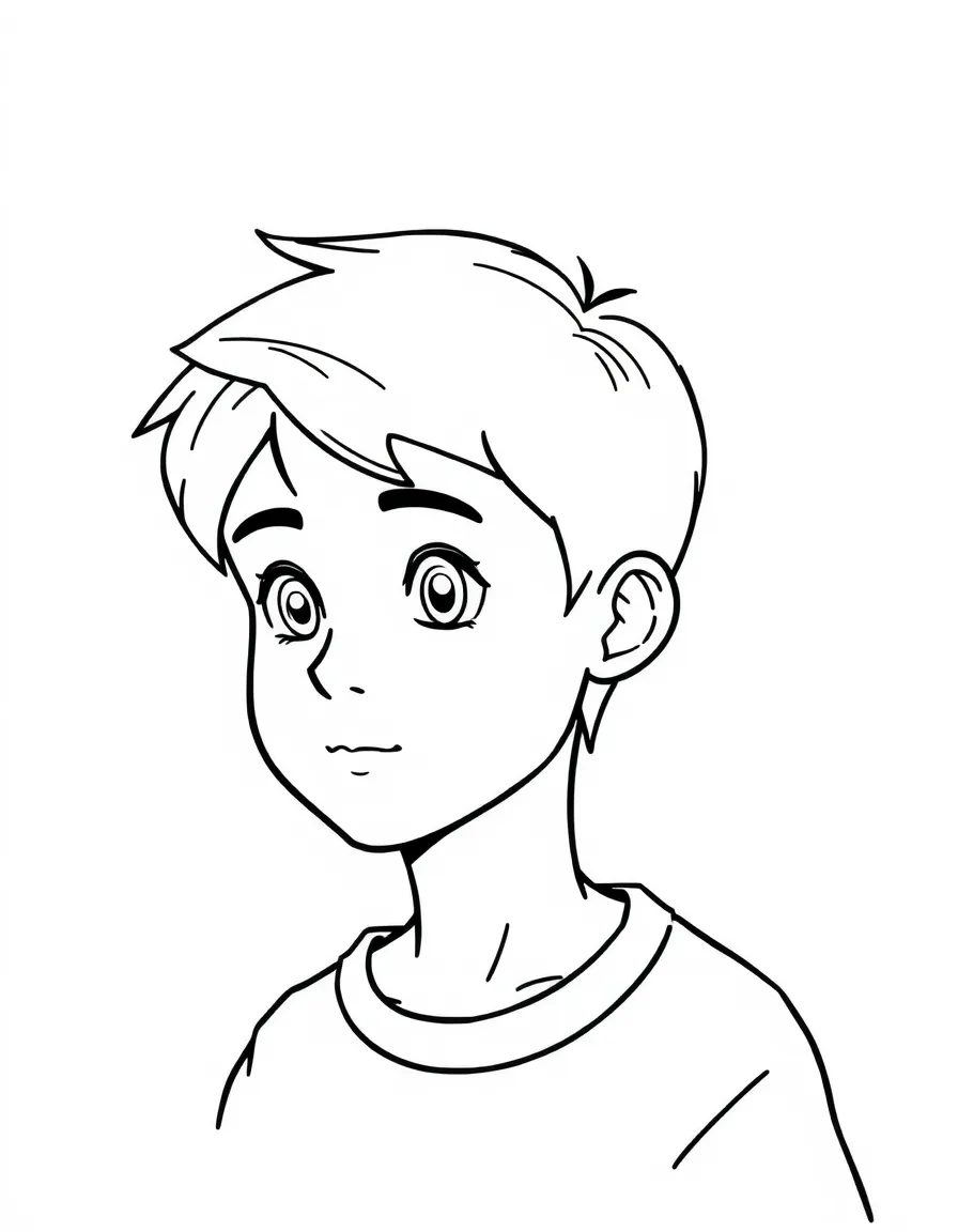 A boy with a simple side swept fringe.