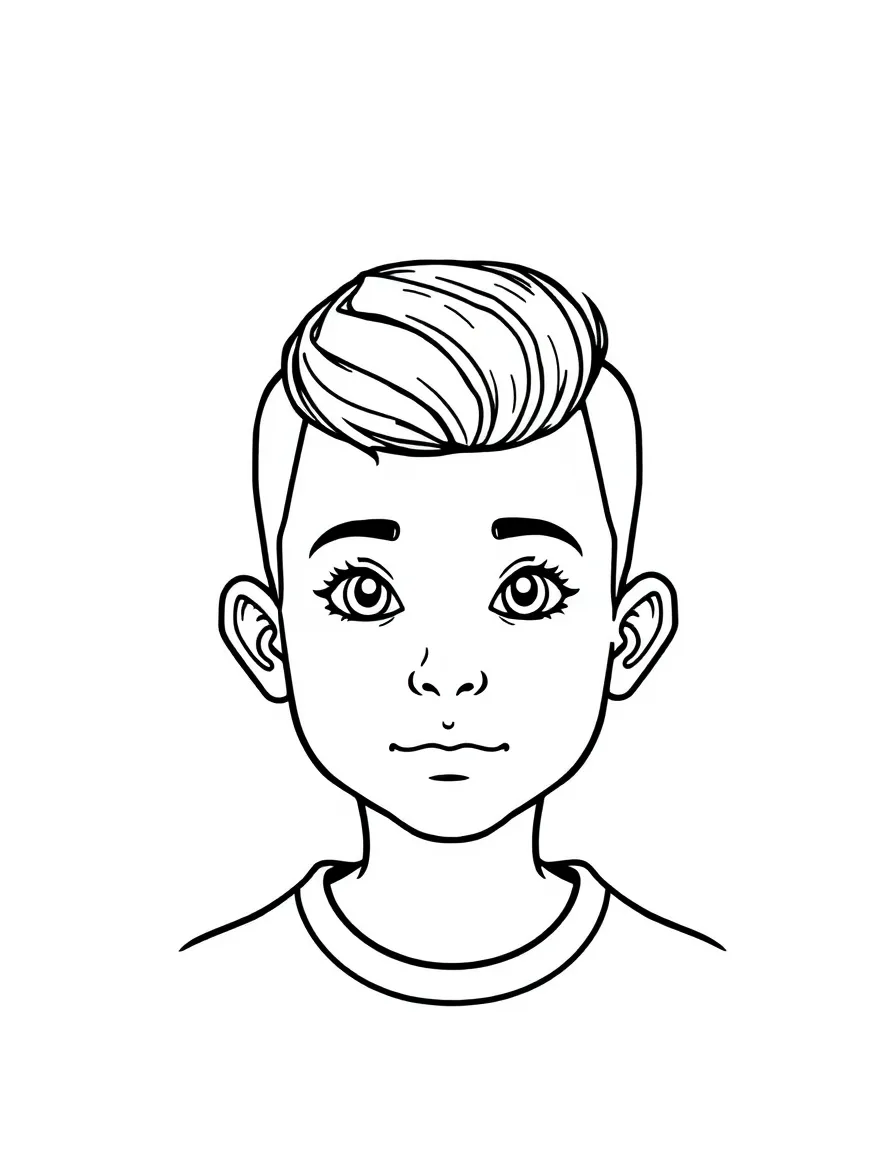 A boy with a short, neat comb-over.