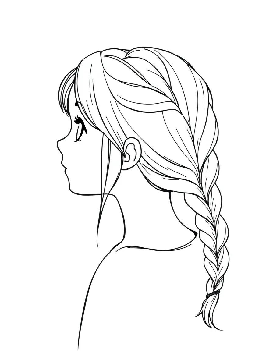 A girl with hair in a simple braided loop.