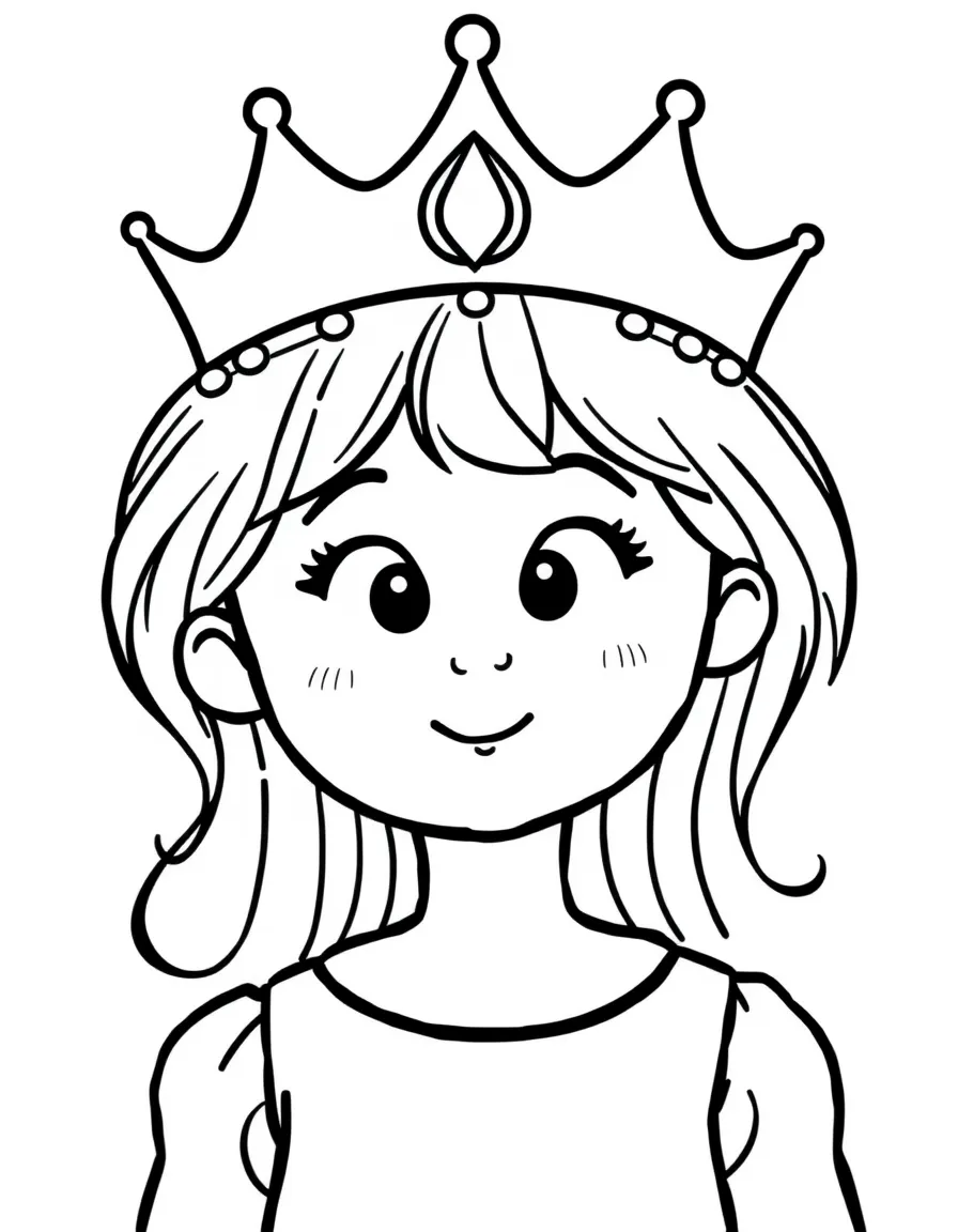 A child with hair in a simple princess crown.