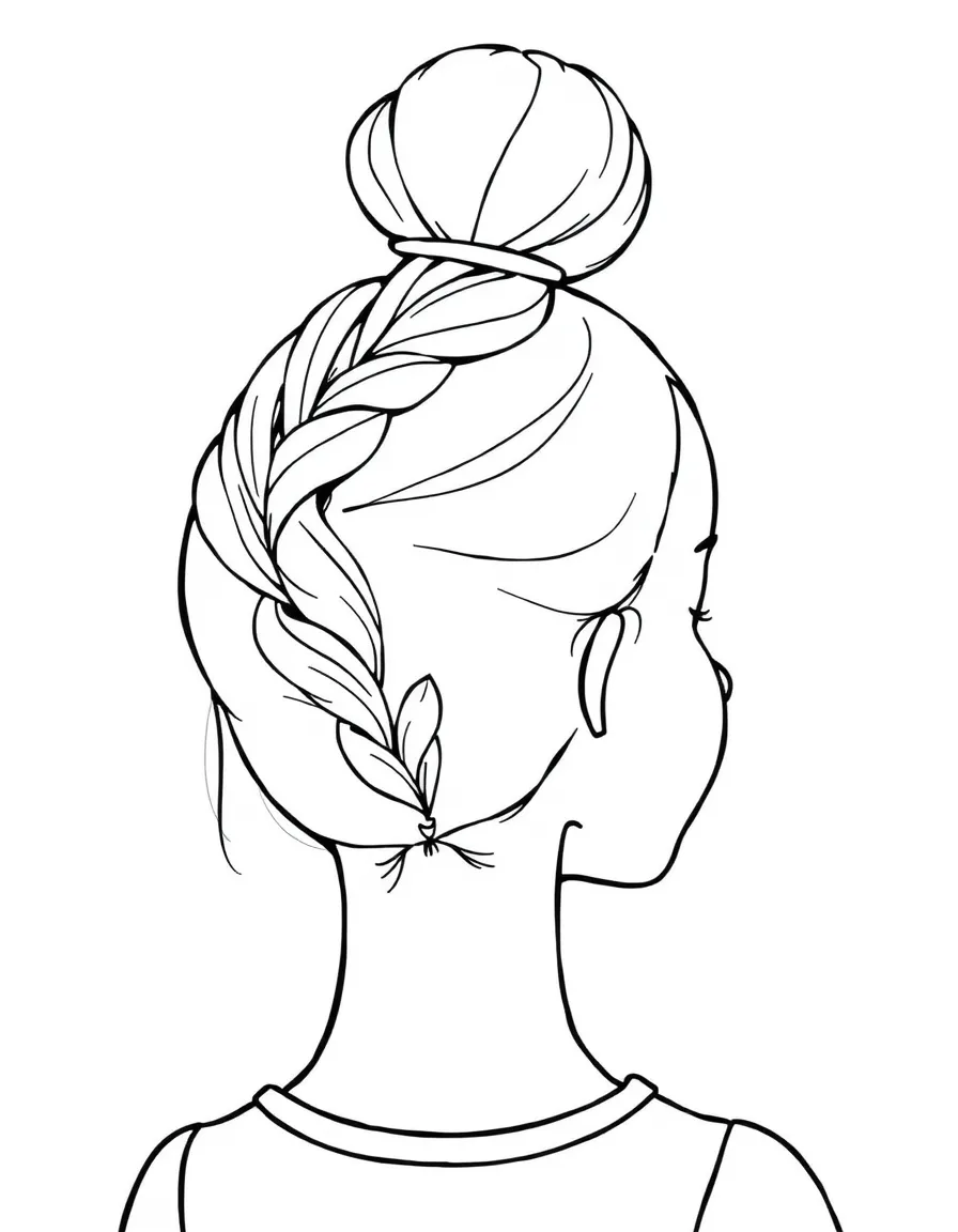 A girl with hair in a simple braided bun.