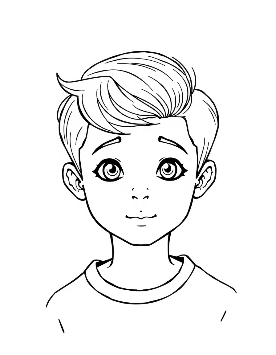 A boy with a simple side part, classic style.