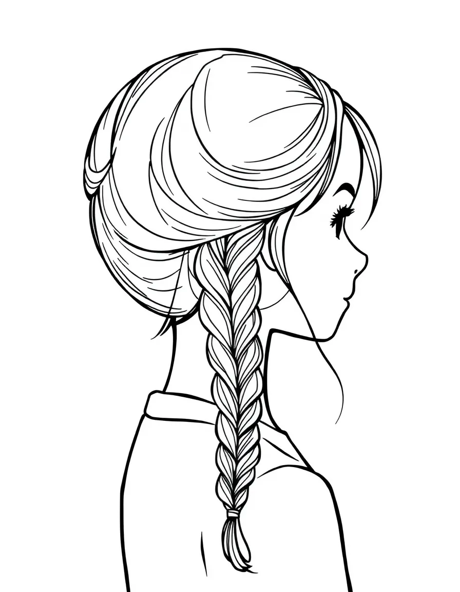 A girl with hair in a simple braided half-up.