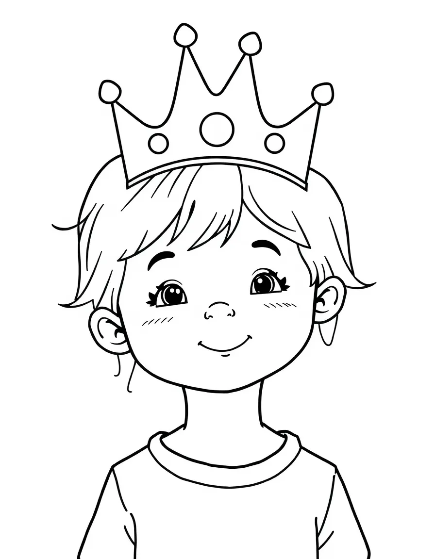 A child with hair in a simple birthday crown.