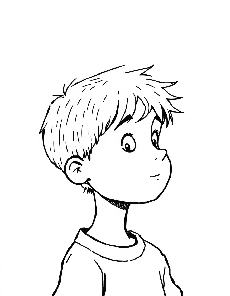 A boy with a simple textured crop, slightly longer.