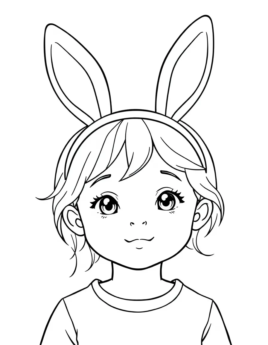A child with hair in a simple bunny ear headband.