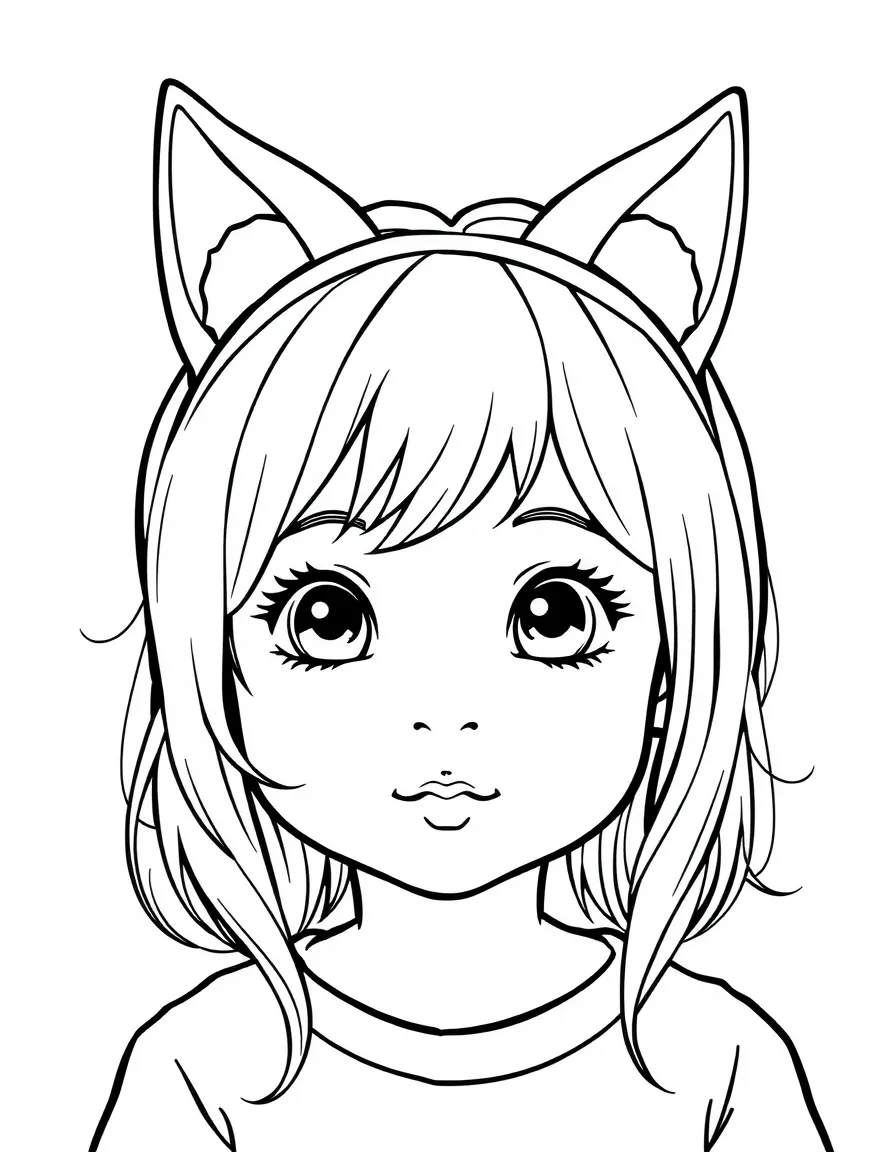 A child with hair in a simple cat ear headband.