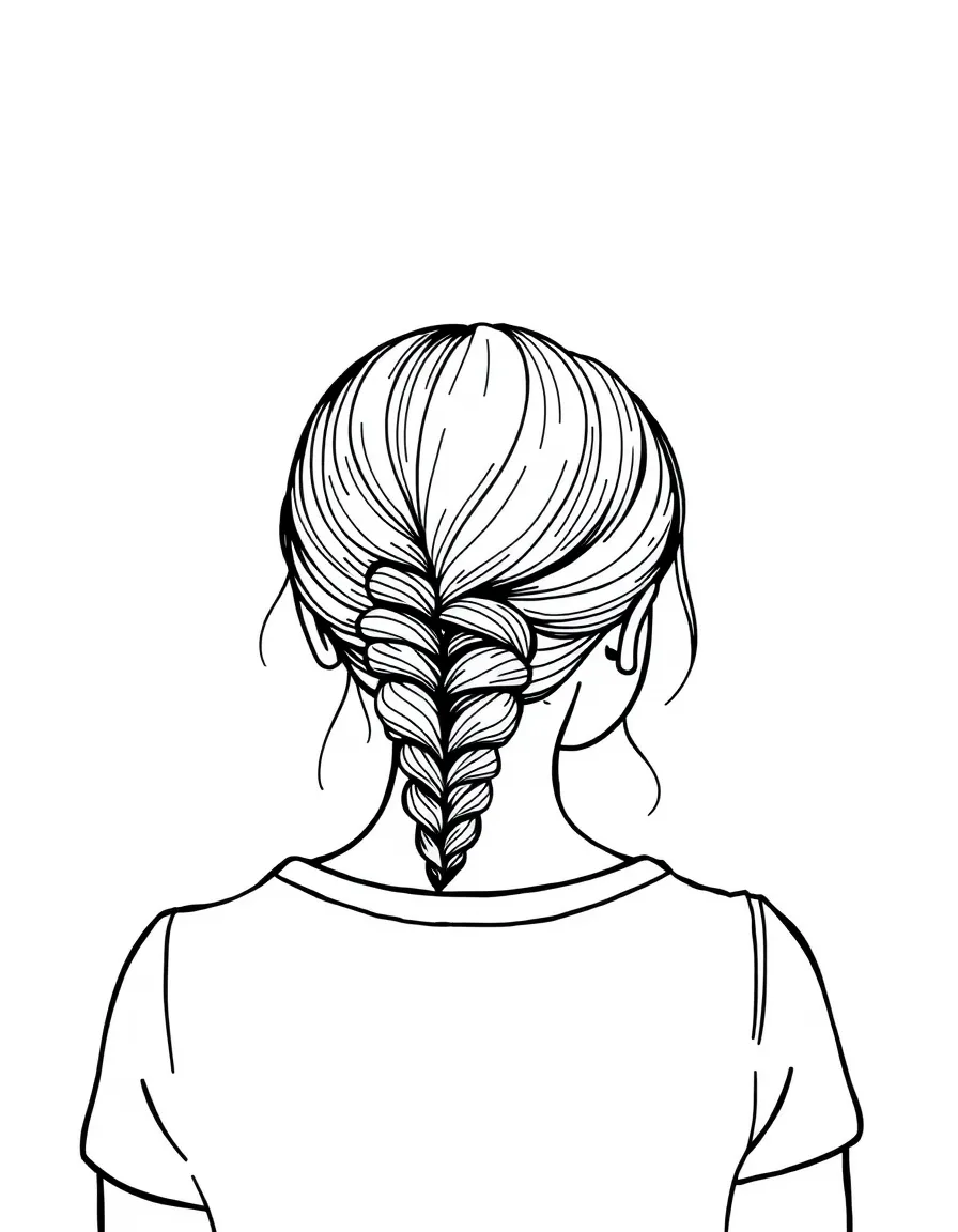 A girl with hair in a simple braided low bun.