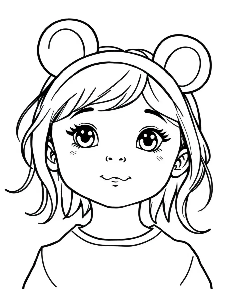A child with hair in a simple mouse ear headband.