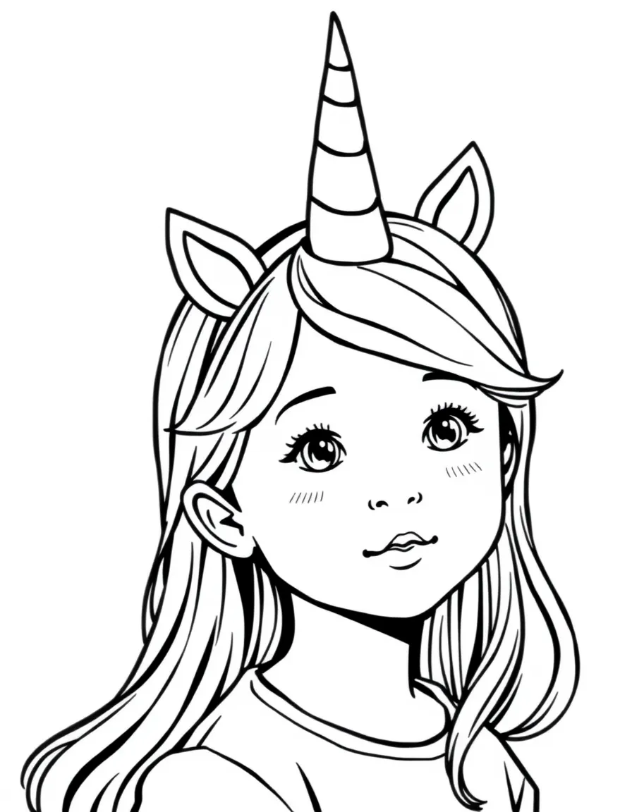 A child with hair in a simple unicorn horn headband.