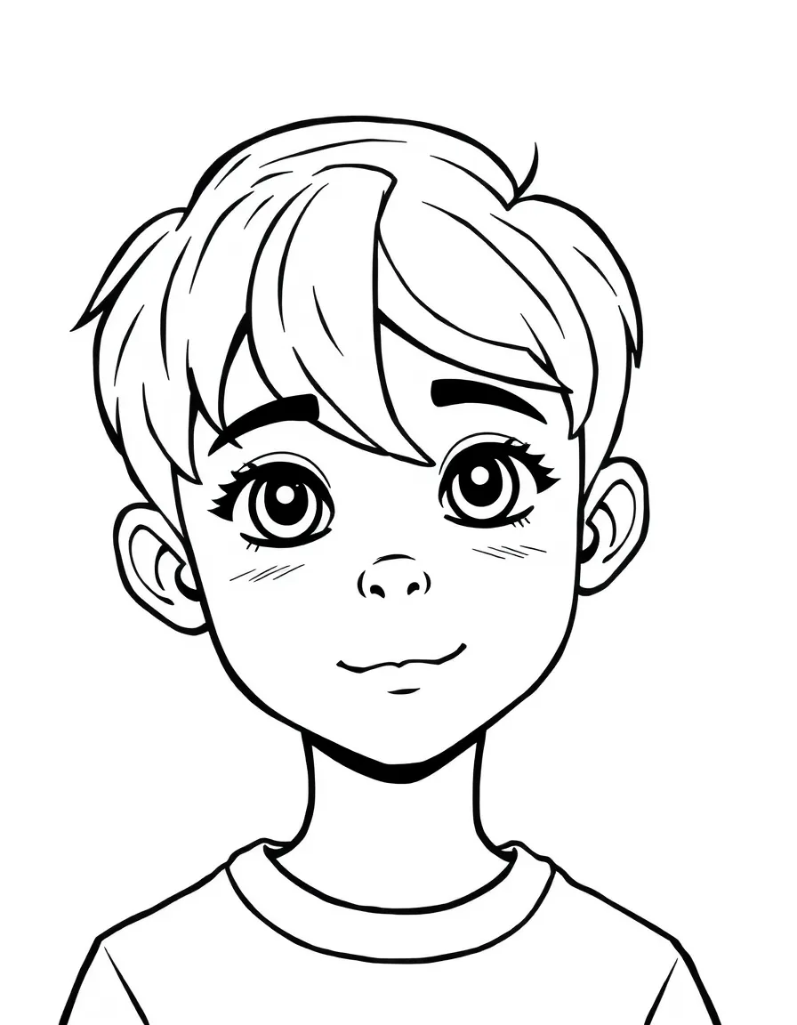 A boy with a simple side swept fringe.