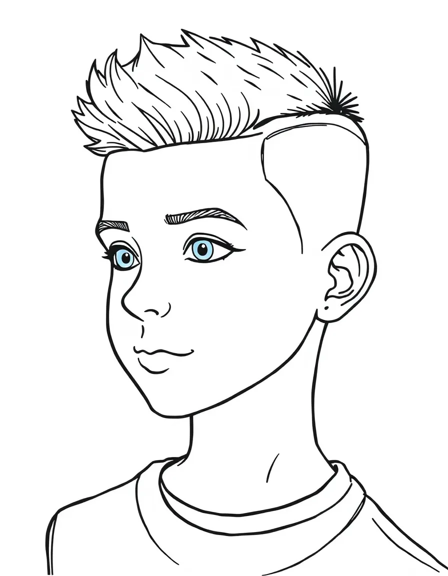 A boy with a short, neat fade haircut.