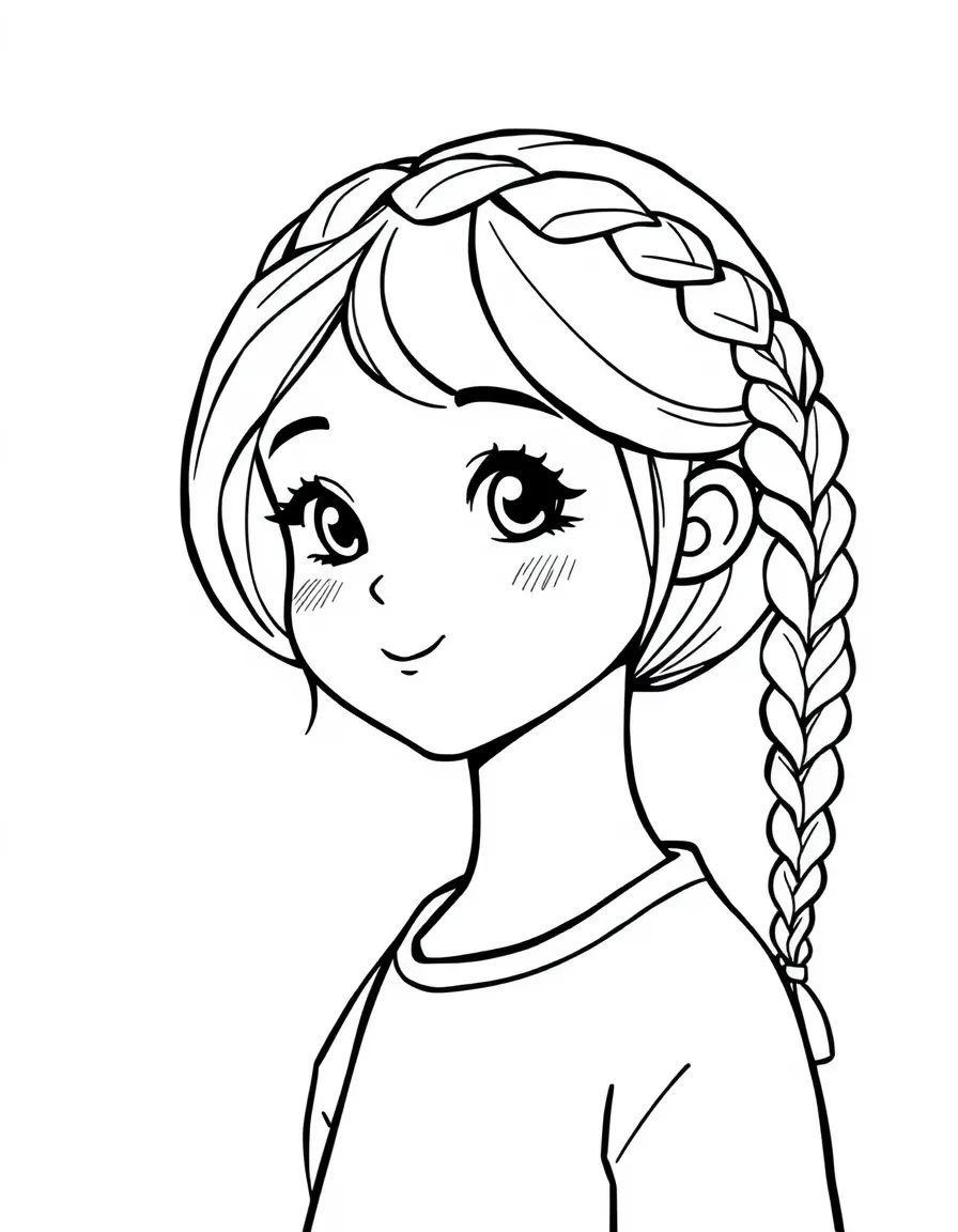 A girl with hair in a simple braided crown.