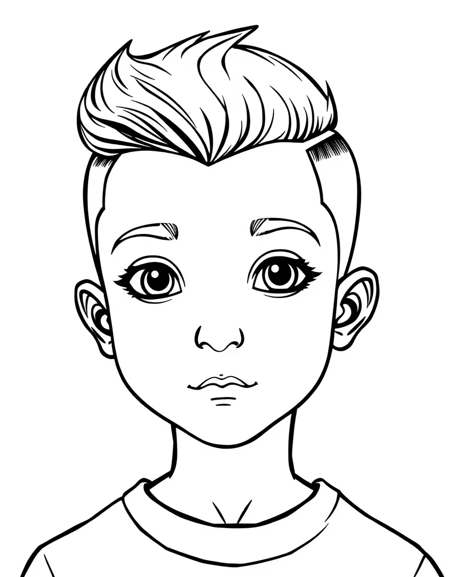 A boy with a simple pompadour, short and classic.