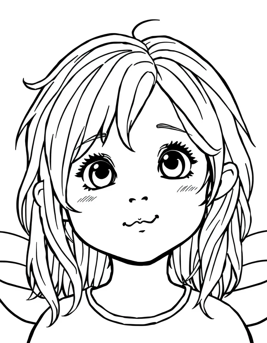 A child with hair in a simple green fairy wig.