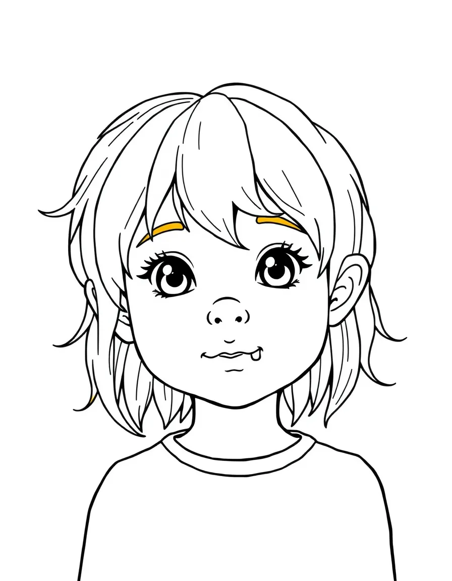 A child with hair in a simple yellow fairy wig.
