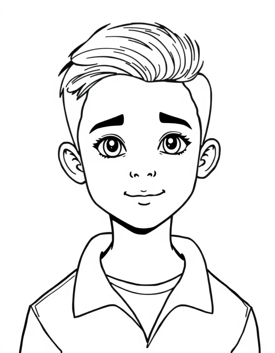A boy with a simple side part, neatly combed.