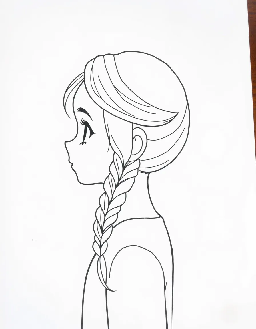 A girl with hair in a simple braided loop.