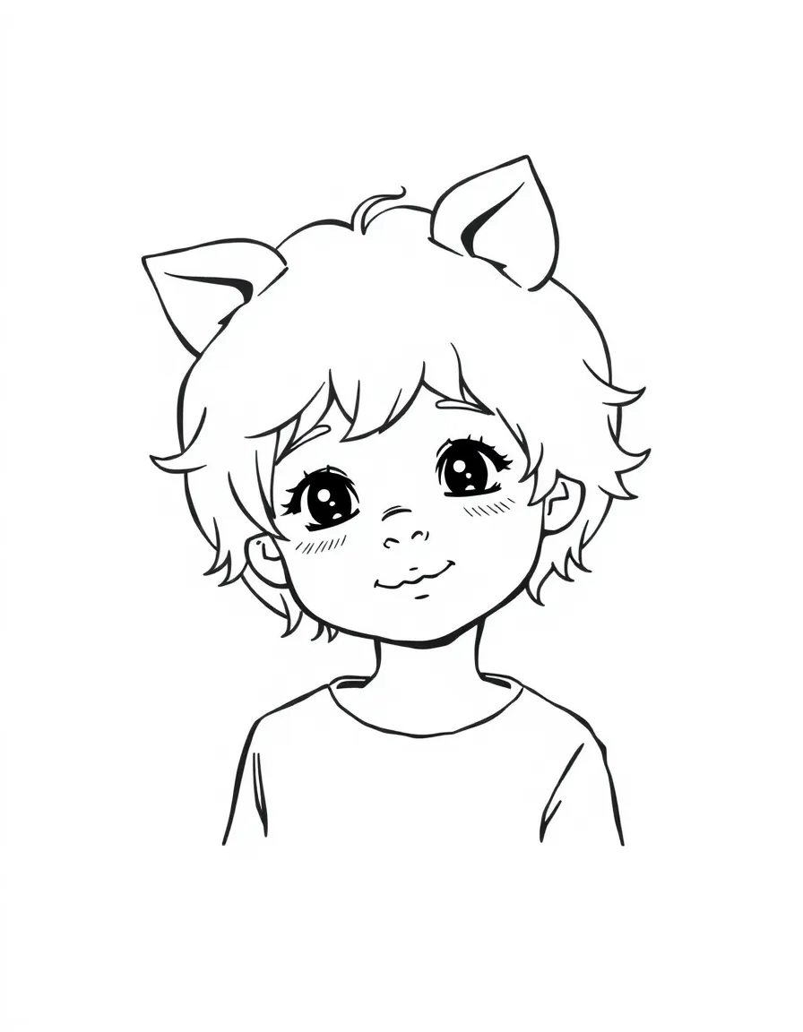 A child with hair in a simple pink pig wig.
