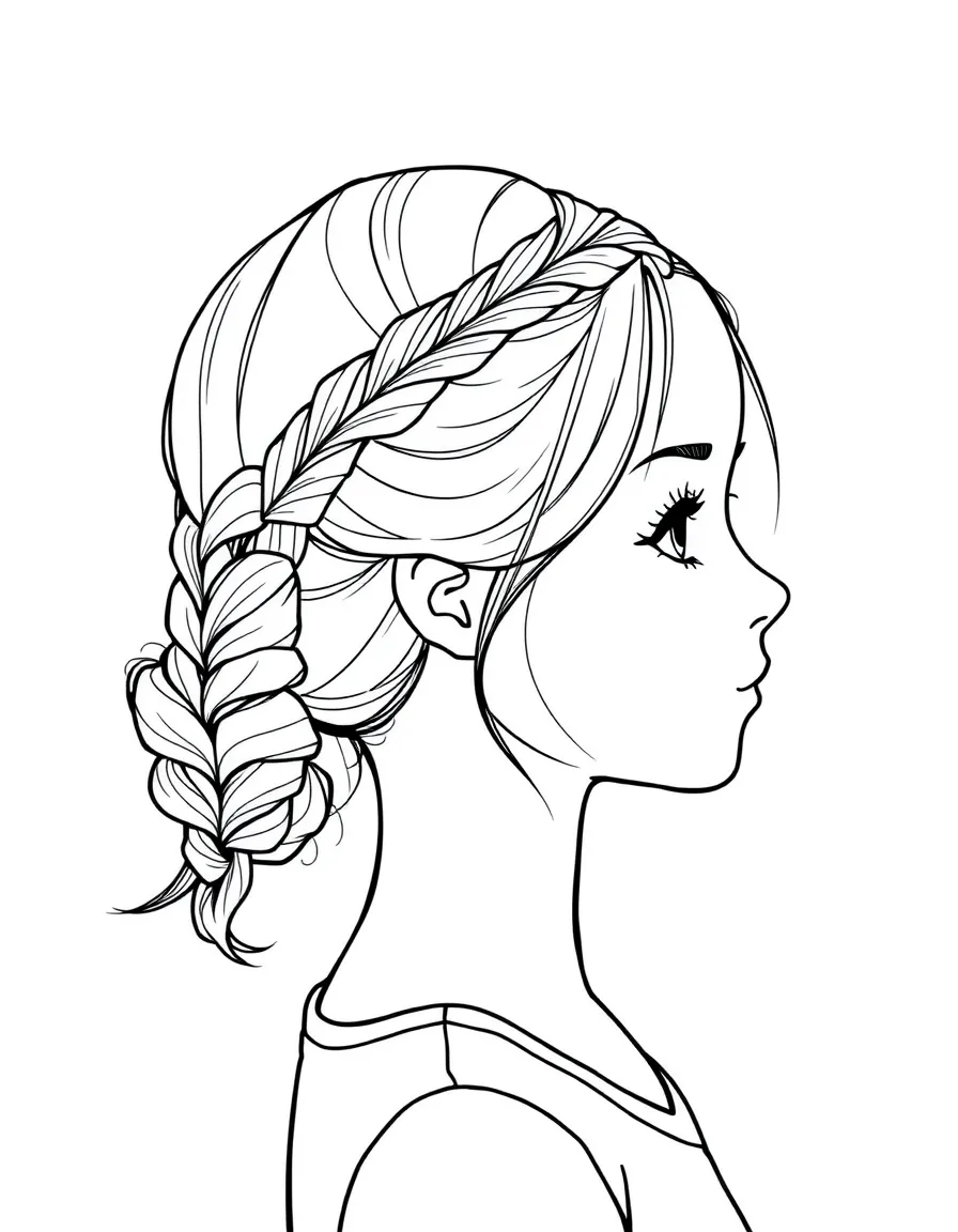 A girl with hair in a simple braided low bun.