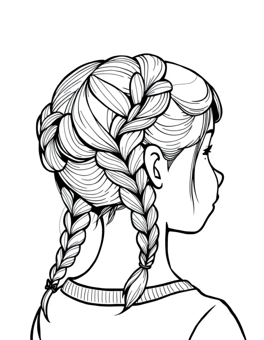 A girl with hair in a simple braided double bun.