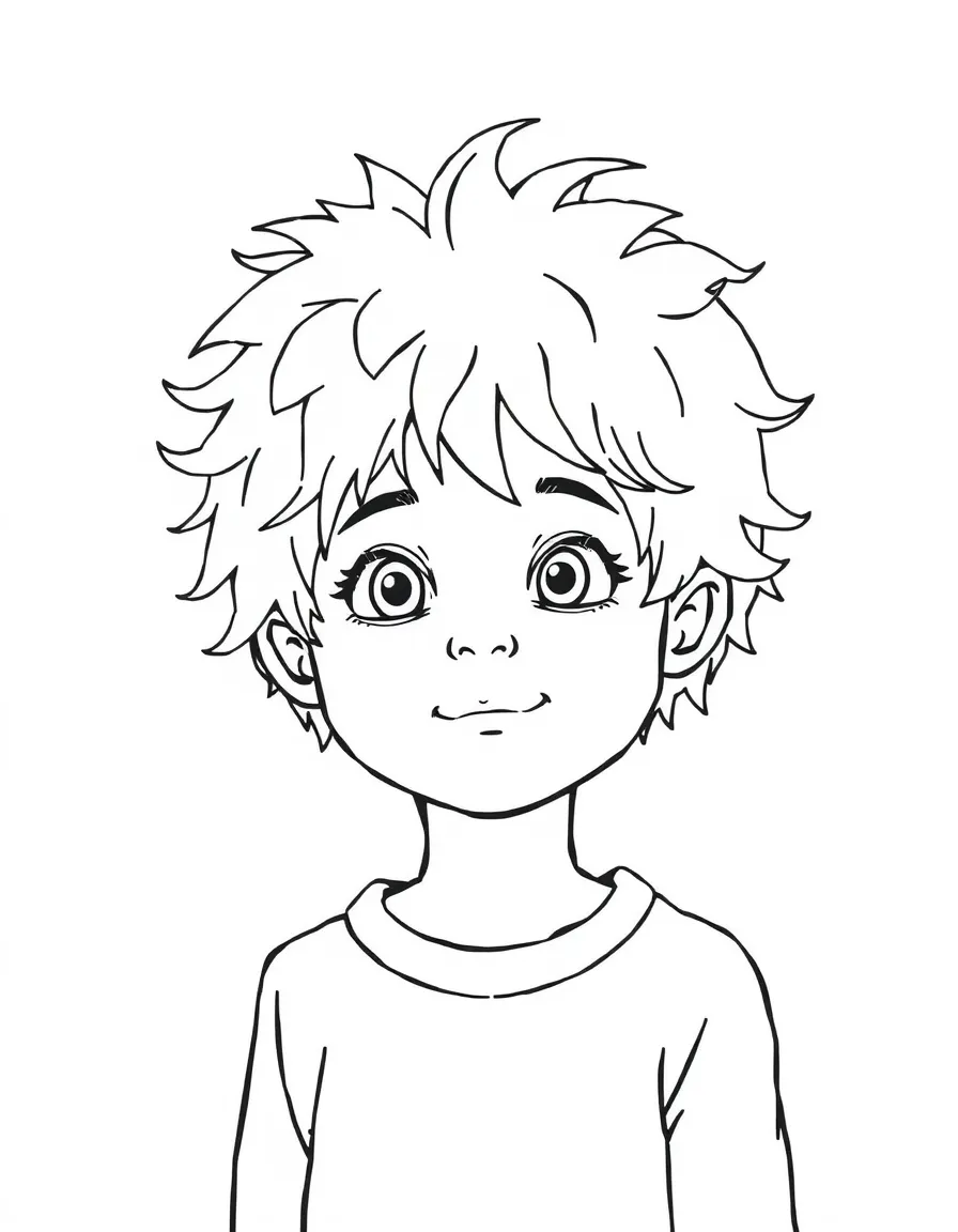 A child with hair in a simple yellow monster wig.