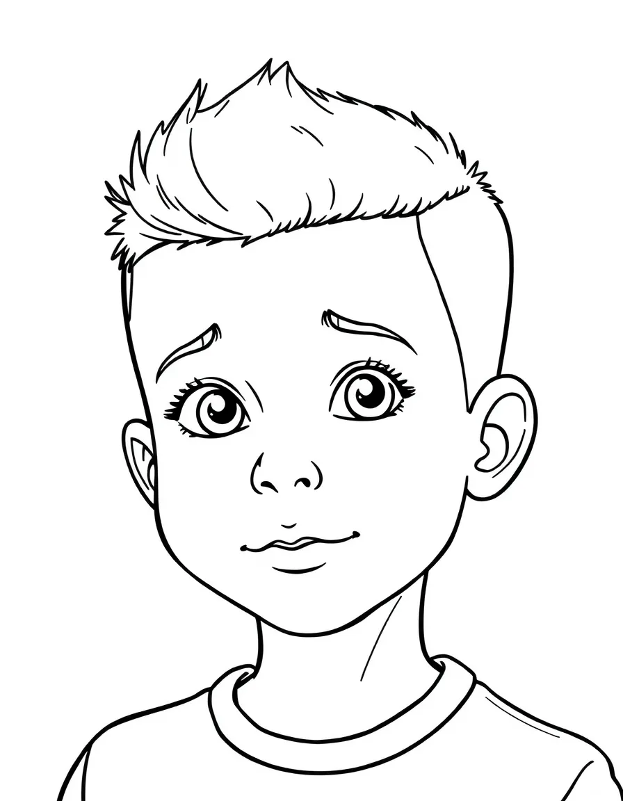 A boy with a short, neat buzz cut.