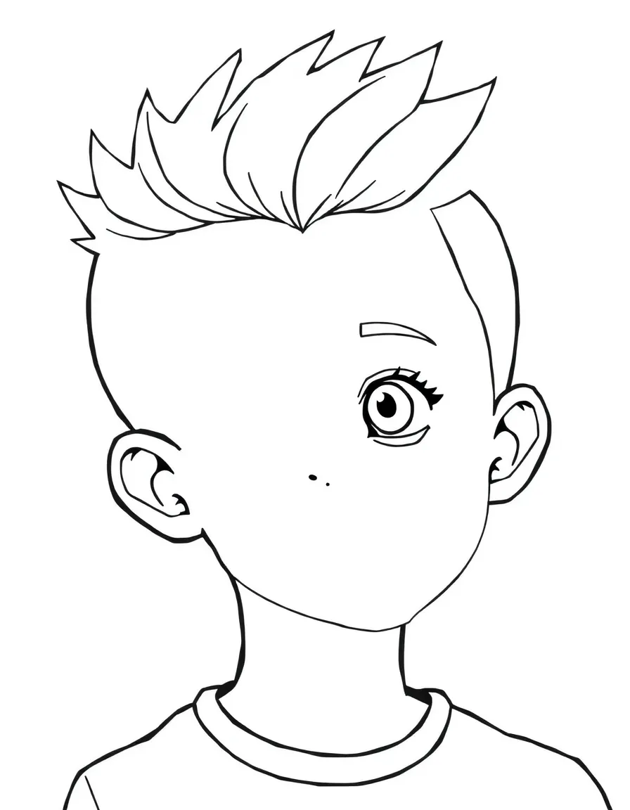 A boy with a simple short mohawk, soft.