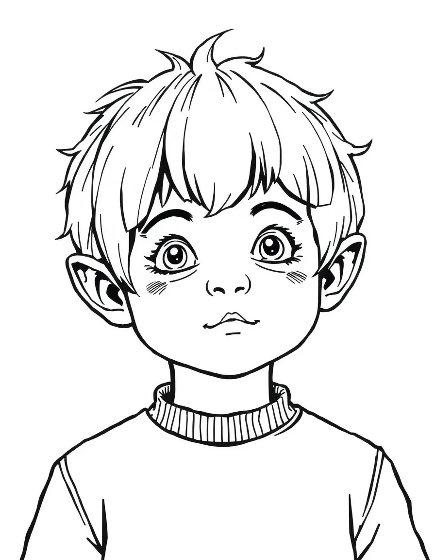 A child with hair in a simple green alien wig.