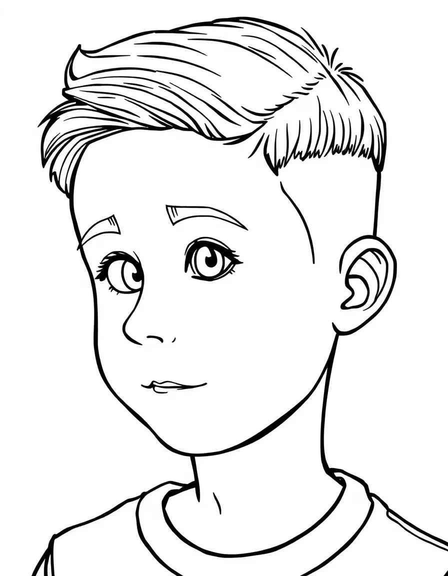 A boy with a short crew cut, neat and tidy.