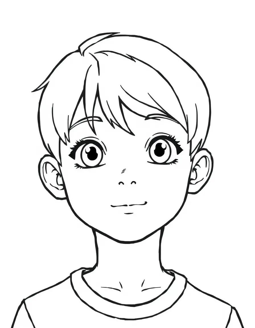 A boy with short, straight hair, parted on the side.