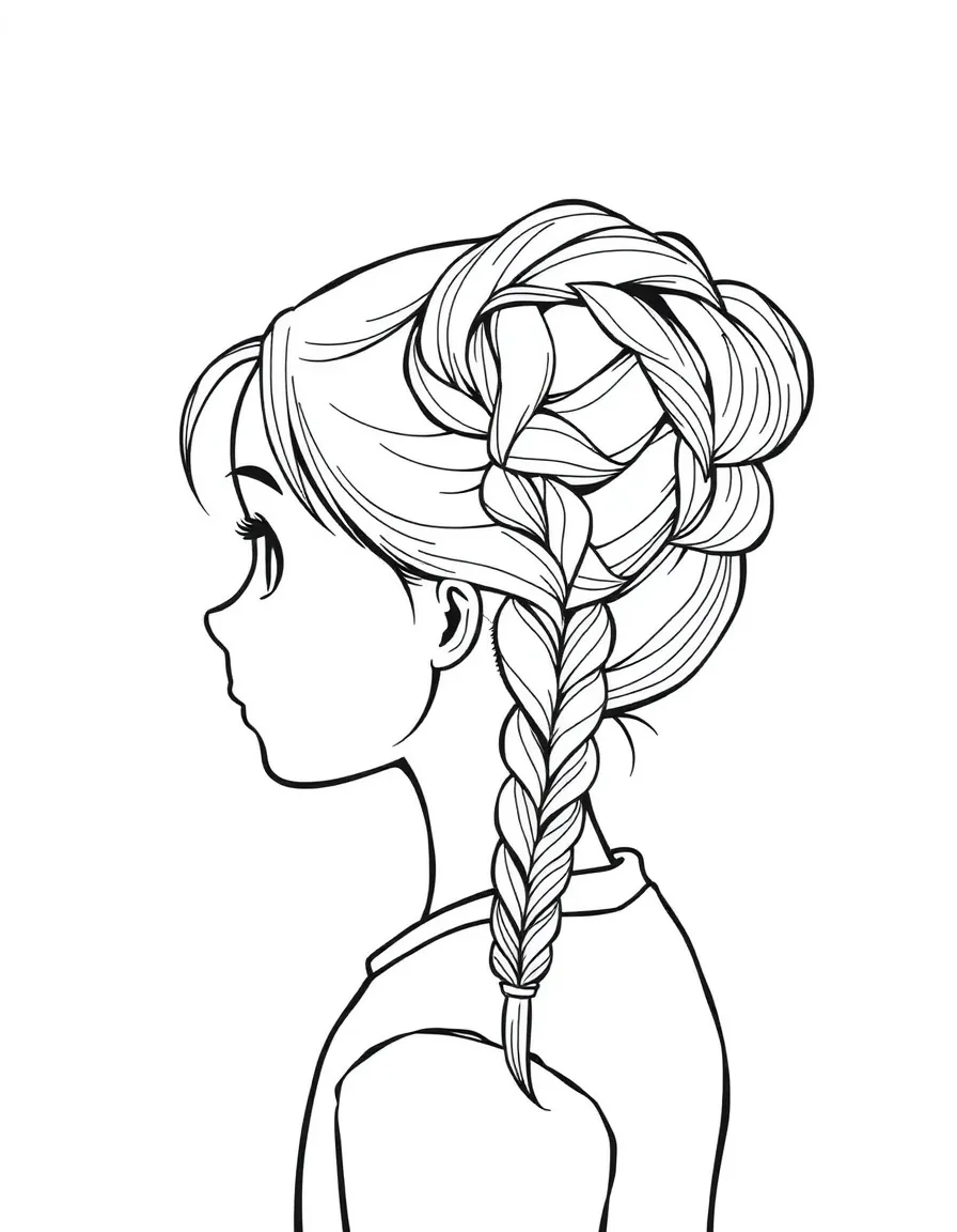 A girl with hair in a simple braided updo.
