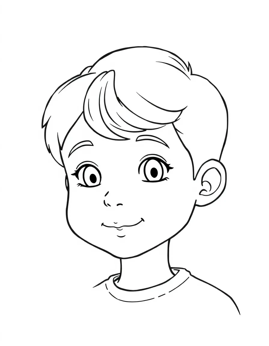 A boy with a simple side swept fringe.