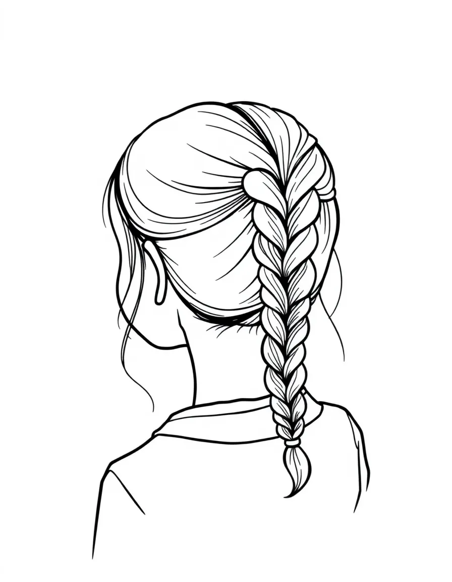 A girl with hair in a simple braided double ponytail.