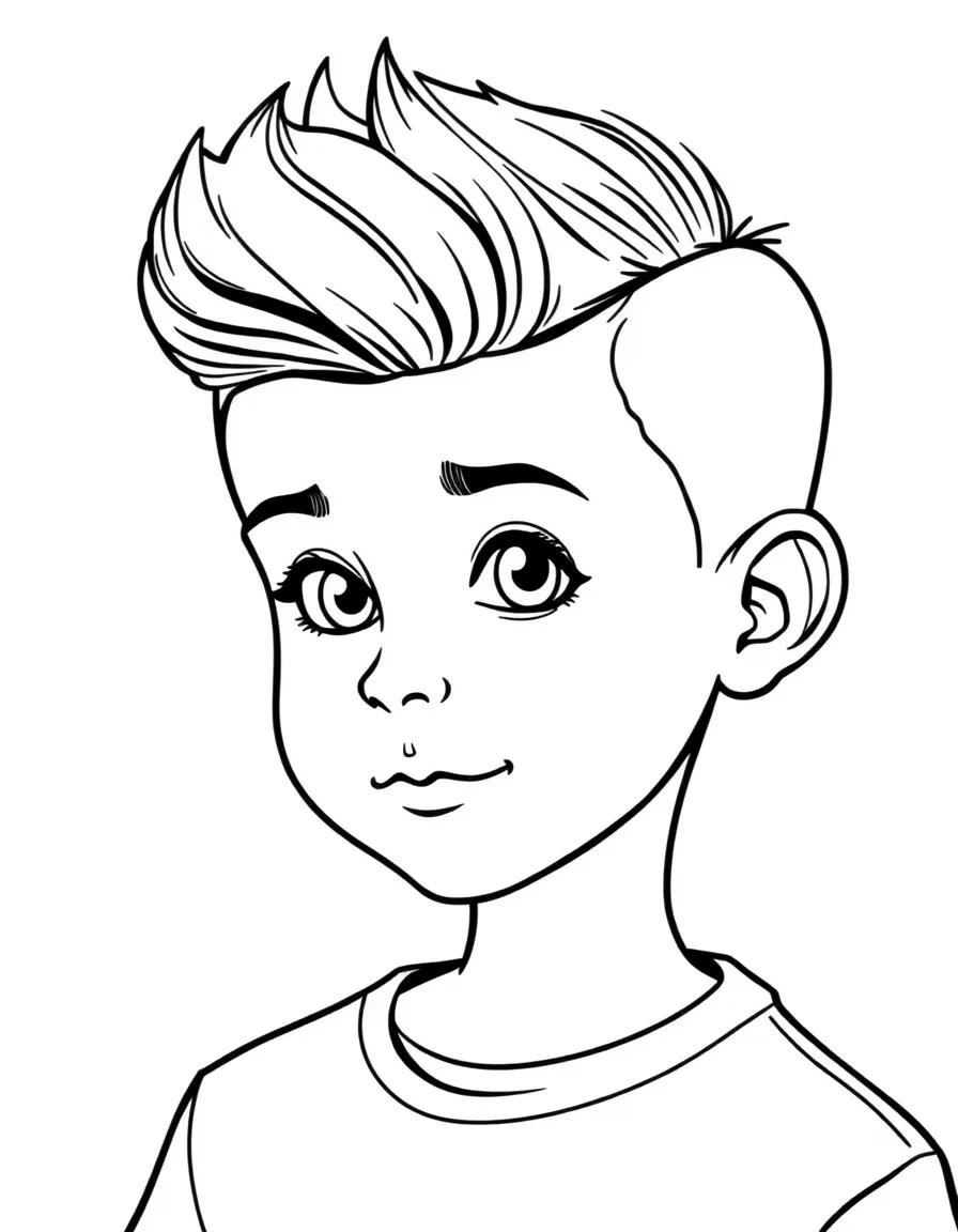 A boy with a simple pompadour, short and neat.