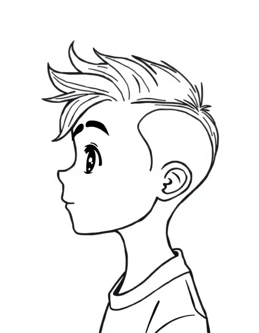 A boy with a simple undercut, with a clean line.