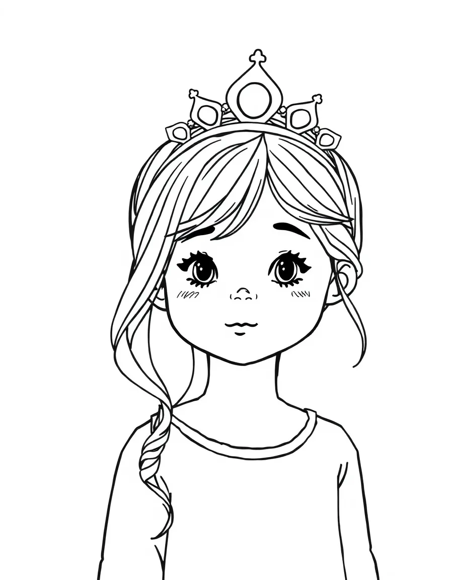 A child with hair in a simple rainbow tiara.