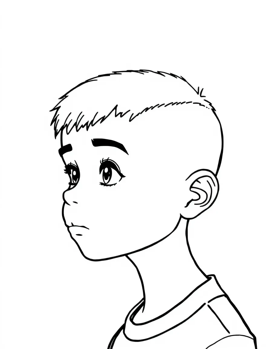 A boy with a short, neat crew cut.