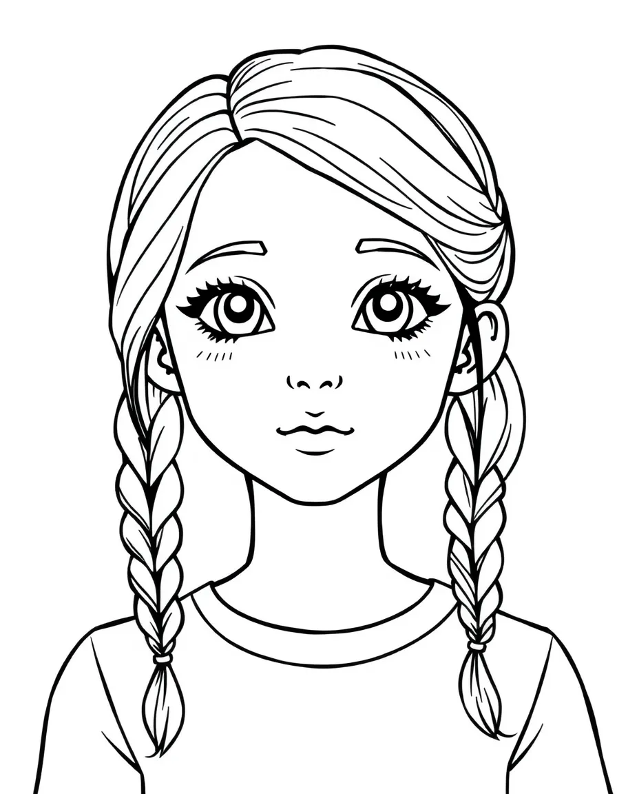 A girl with hair in a simple braided side pigtails.