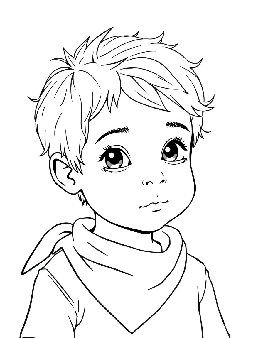 A child with hair in a simple yellow bandana.