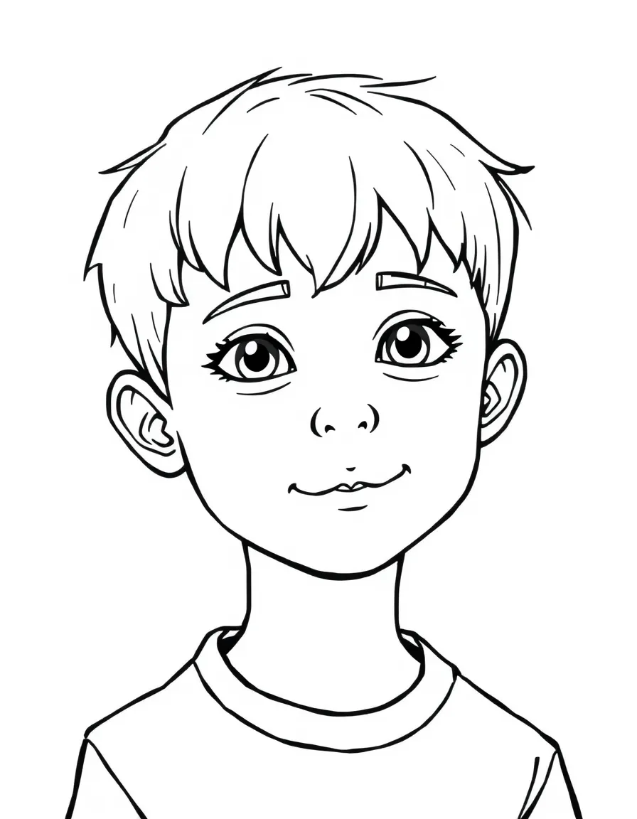 A boy with a short, neat brush up.