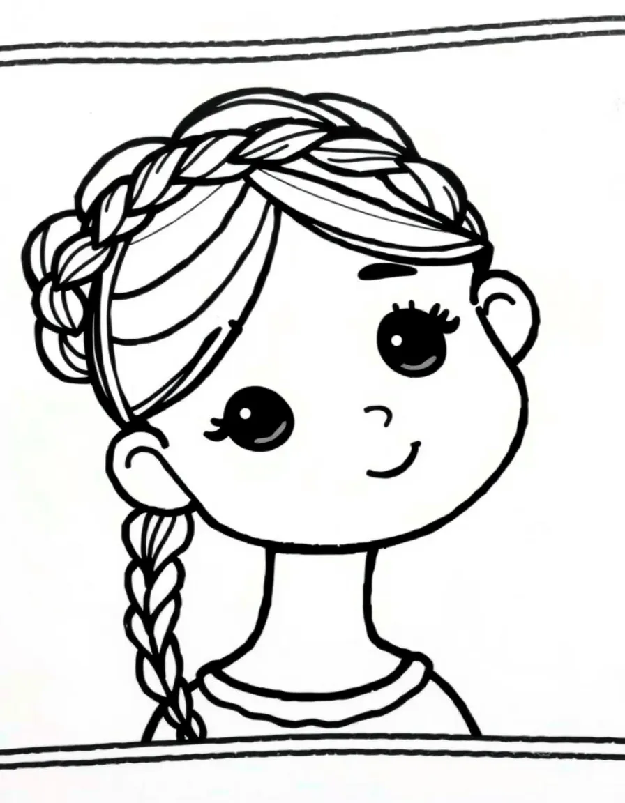 A girl with hair in a simple braided crown.