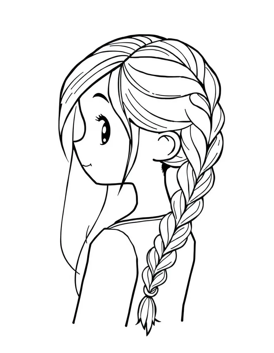 A girl with hair in a simple braided ladder.