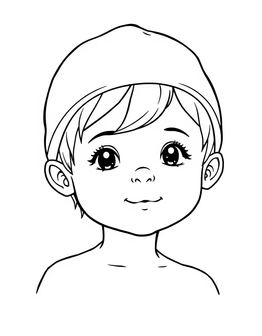 A child with hair in a simple yellow swimming cap.