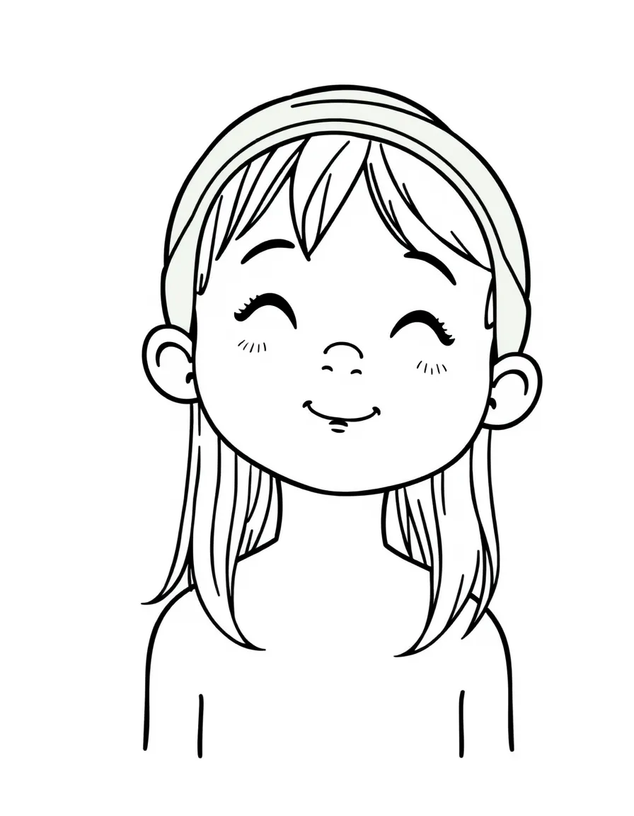 A child with hair in a simple green swimming cap.