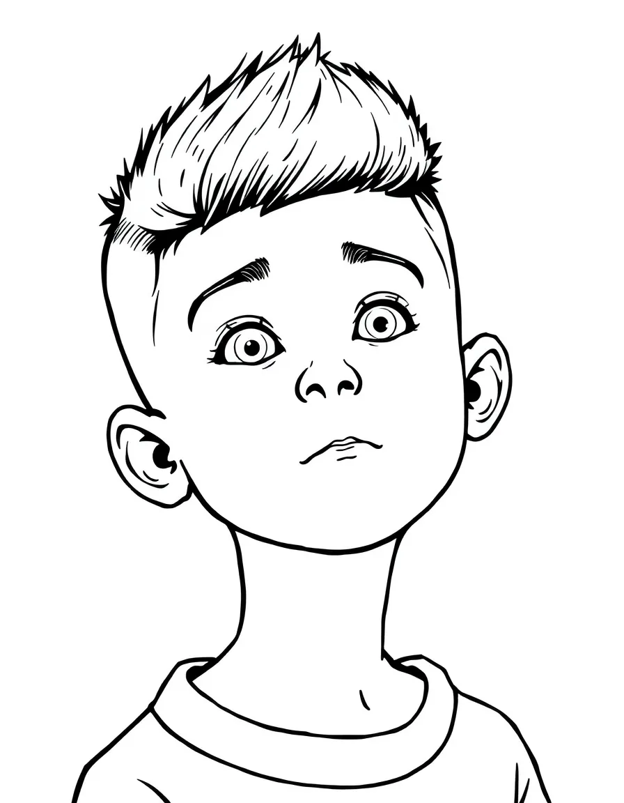 A boy with a short, neat buzz cut.
