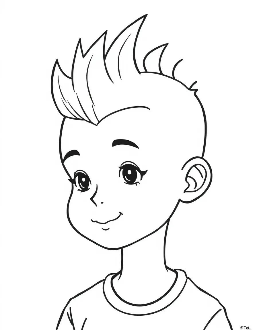 A boy with a simple short mohawk, soft.