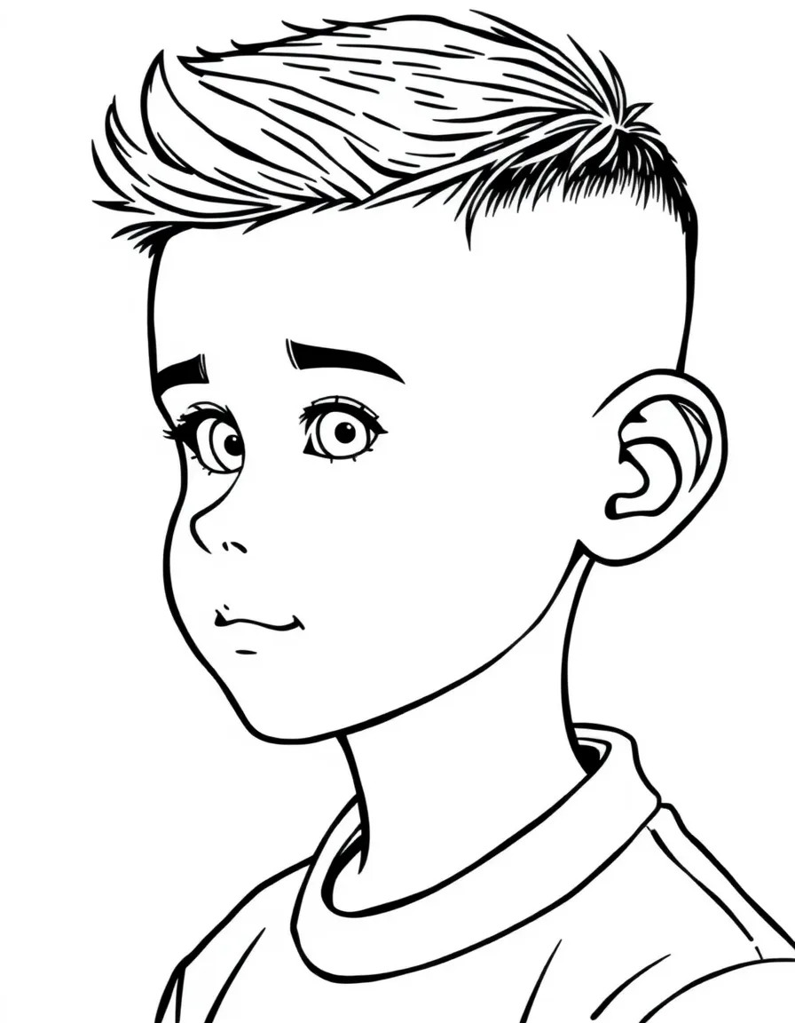 A boy with a short crew cut, neat and tidy.