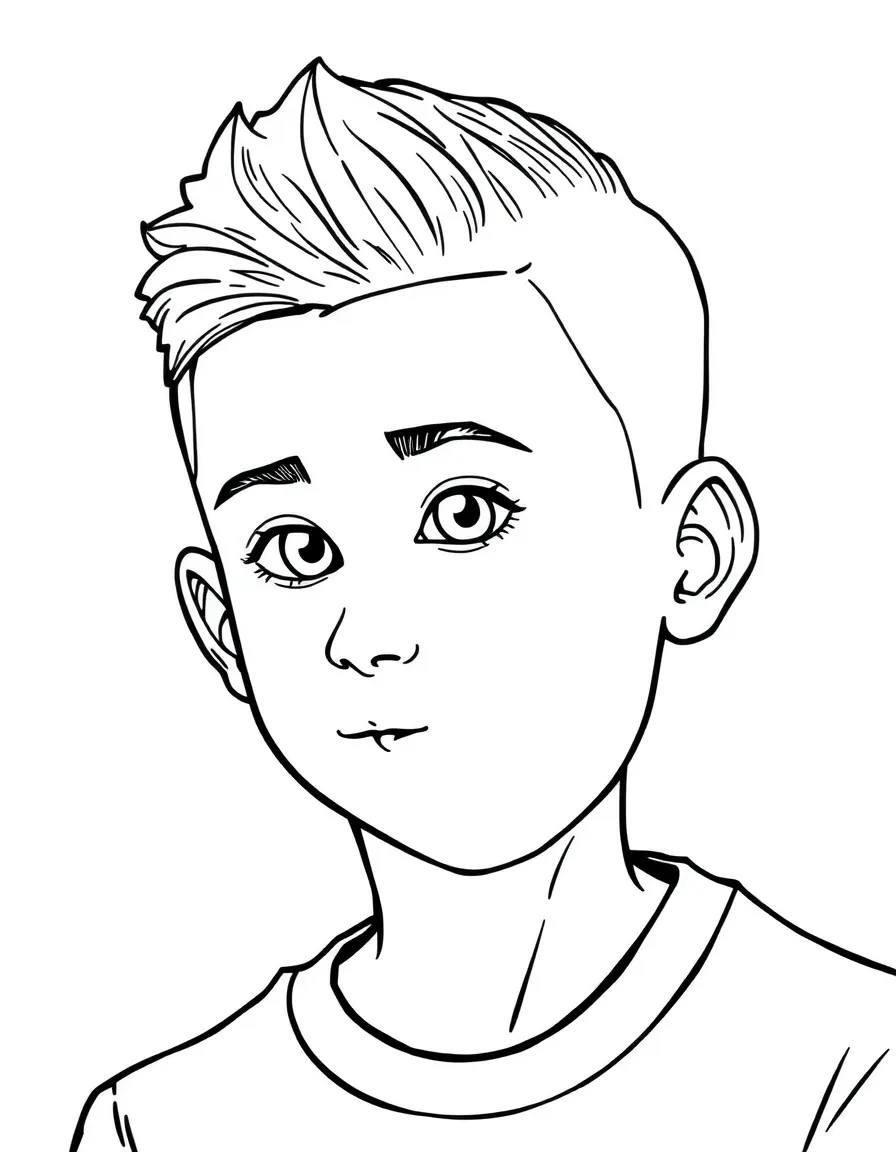A boy with a short, neat fade haircut.
