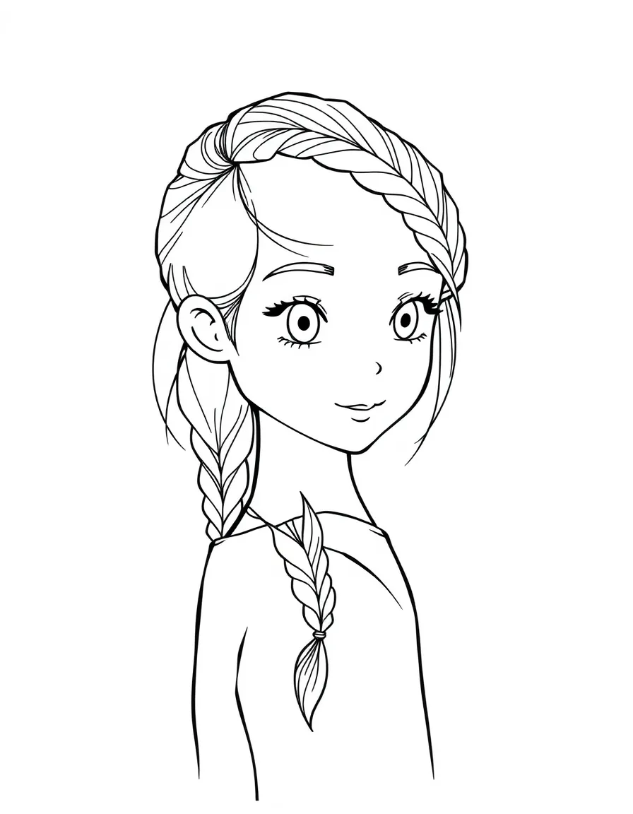 A girl with hair in a simple braided half-up.